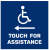 Touch For Assistance Through Glass Sign (Left Arrow)