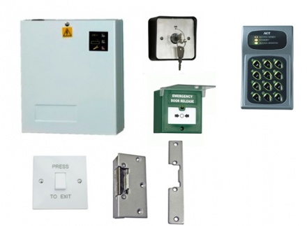 Access Control Kit K3LR: Keypad, Lock Release, Exit Switch, PSU, Keyswitch, Breakglass
