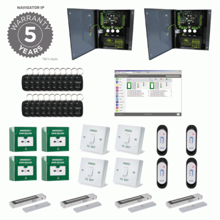 Access Control Kit, 4 Doors, Free Built-in Software, 5 Year Warranty