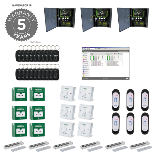 Access Control Kit, 6 Doors, Free Built-in Software, 5 Year Warranty