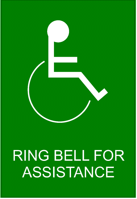 Wheelchair Ring Bell For Assistance Signage